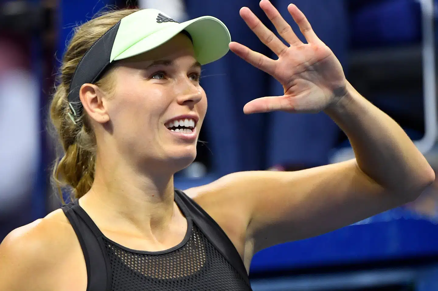 På verdens største tennisstadion, Arthur Ashe Stadium i New York, vandt Caroline Wozniacki mod amerikanske Danielle Collins. Robert Deutsch/Ritzau Scanpix