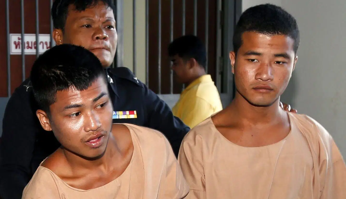 Zaw Lin (til højre) og Wai Phyo (til venstre) er kendt skyldige i mordet på to turister på den thailandske ø Koh Tao.