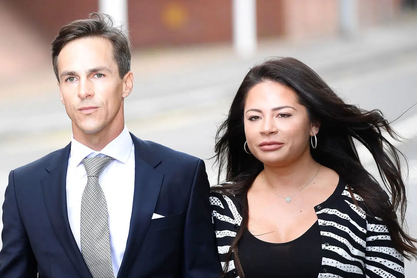 Denmark's Thorbjorn Olesen arrives with a companion at Uxbridge magistrates court in Uxbridge, Britain August 21, 2019. REUTERS/Toby Melville