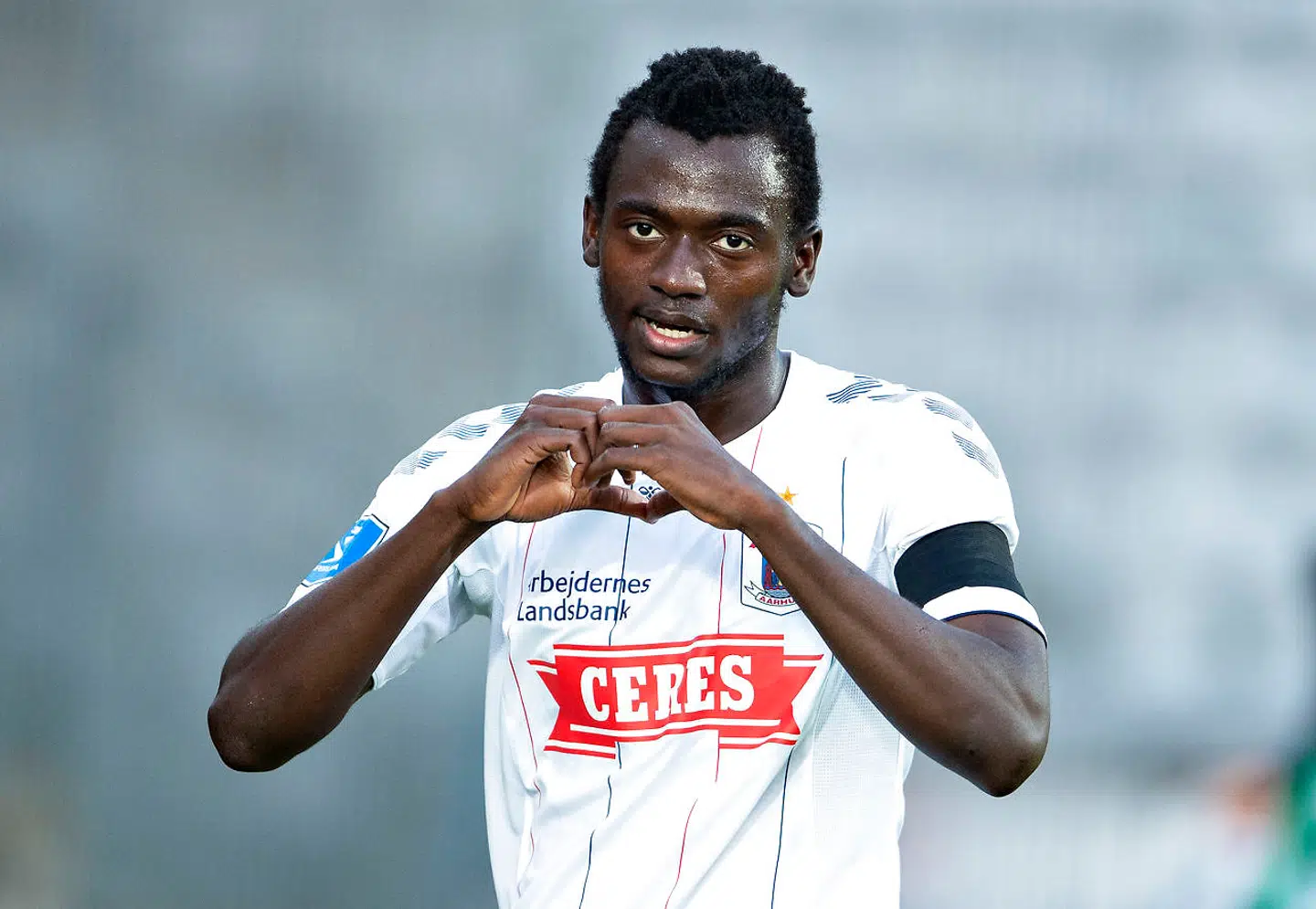 AGF's Mustapha Bundu har scoret til 2-0 mod AC Horsens.