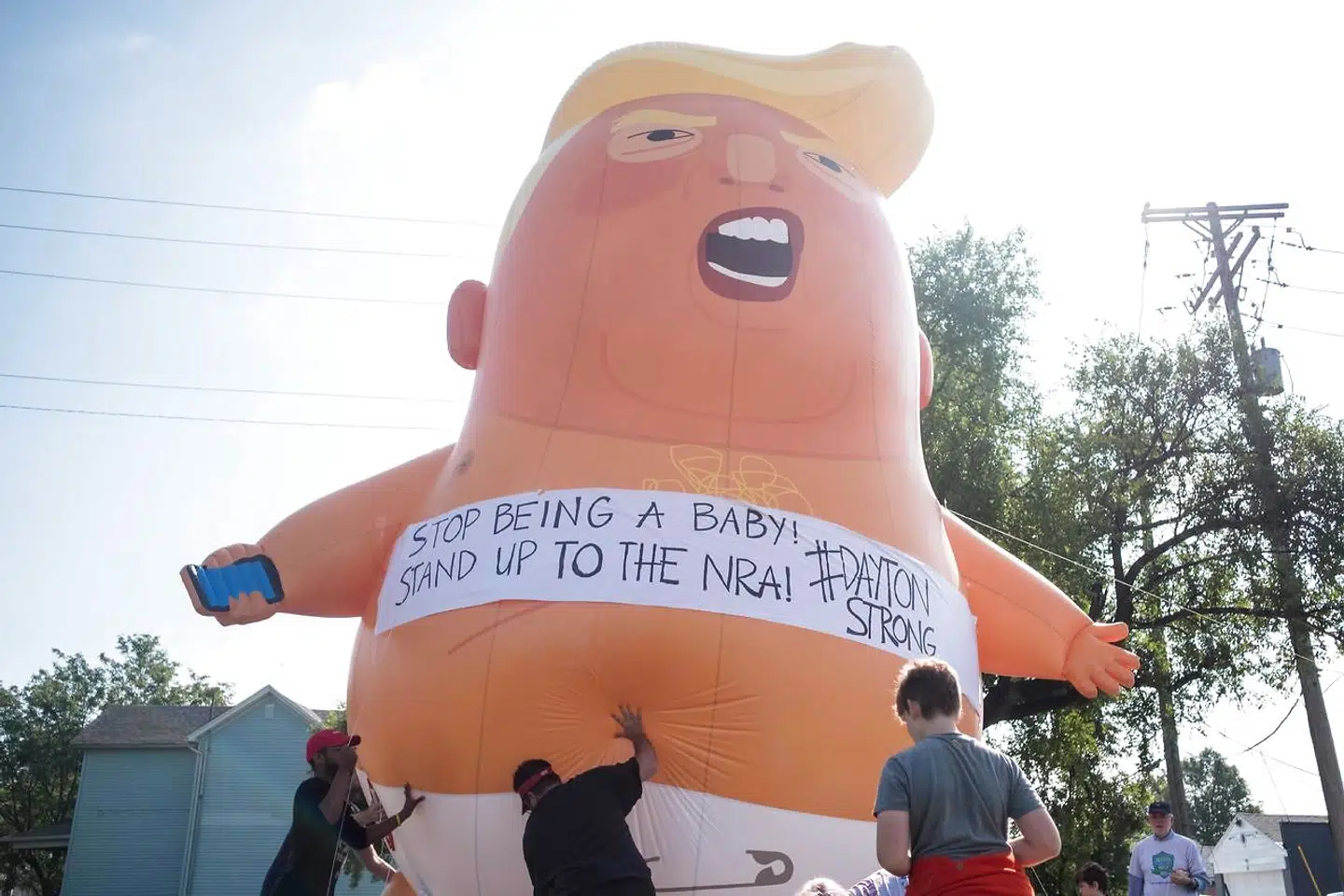 Rygterne vil vide, at denne berygtede Baby-Trump ballon (her i Dayton, Ohio) også vil dukke i det Københavnske gadebillede, når den amerikanske præsident lægger vejen forbi 2. og 3. september.