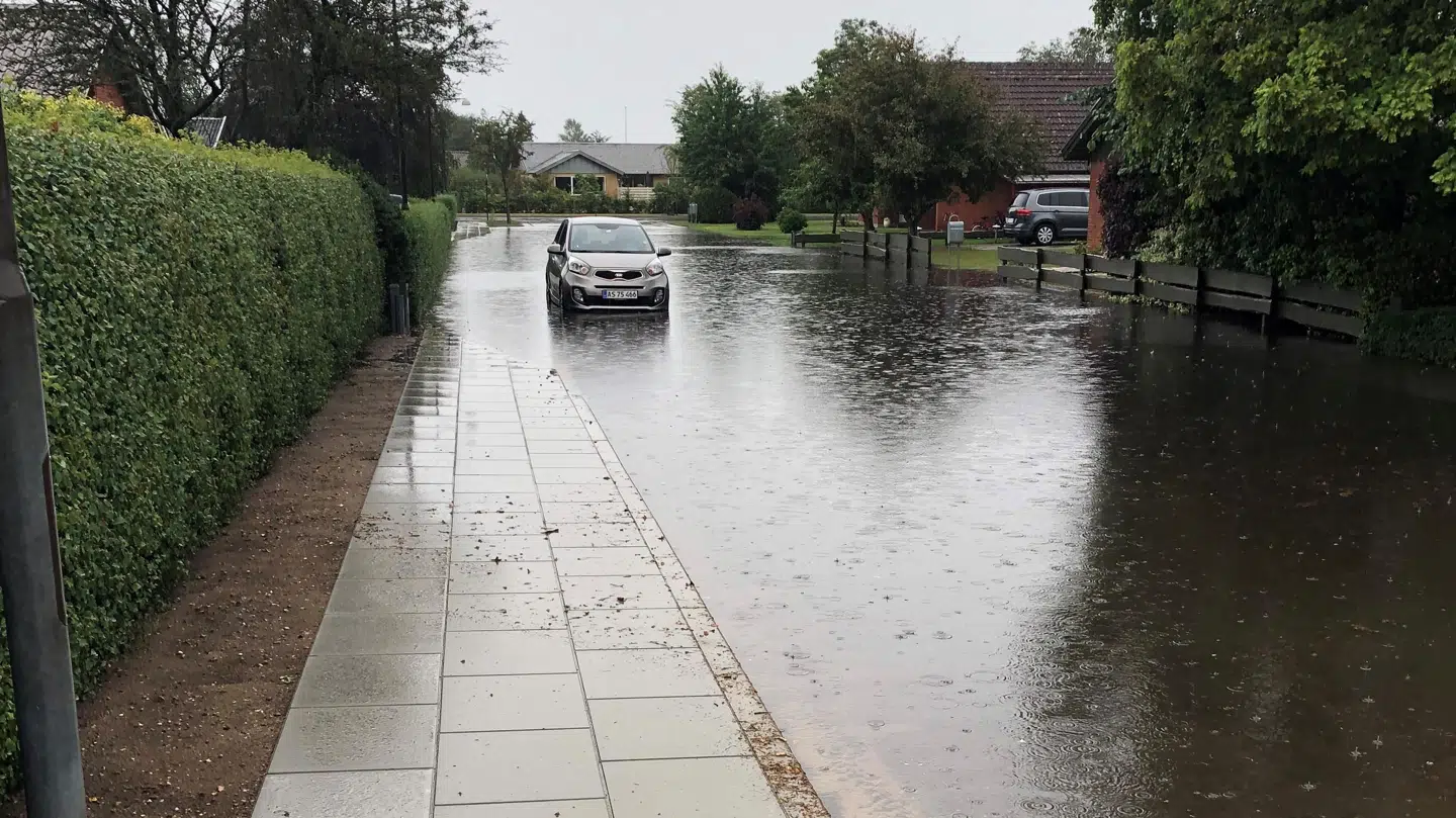 Regn i Ribe. Læserfoto Anne Andreasen.