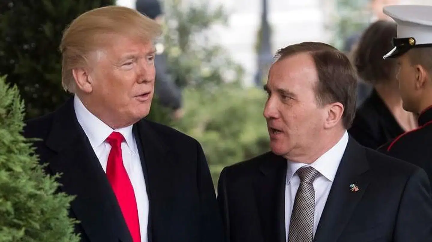 USA's præsident, Donald Trump, og den svenske statsminister, Stefan Löfven, sammen. Nu er stemningen mellem de to statsledere røget sig en tur.