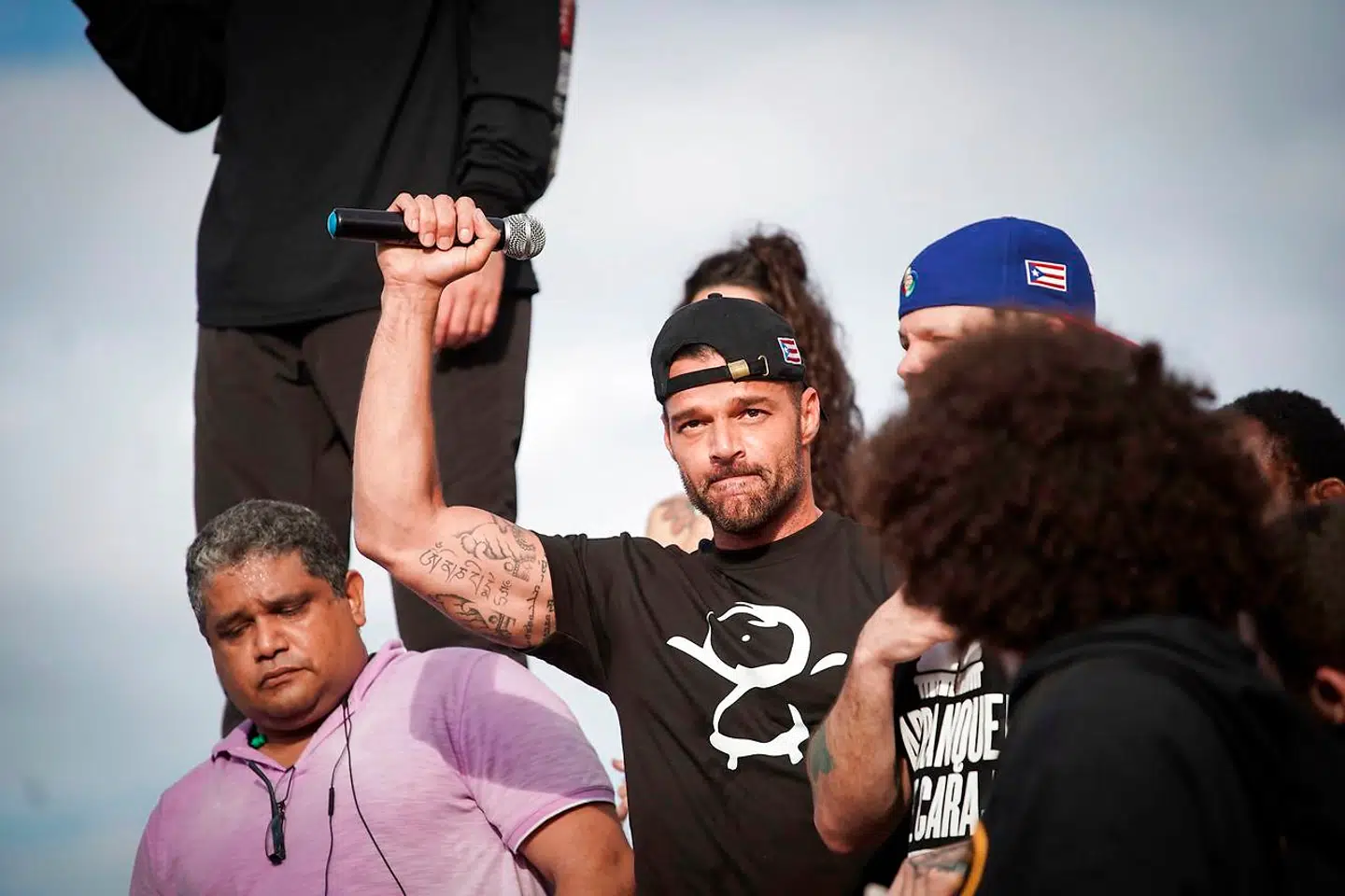 Ricky Martin under en demonstration i San Juan, Puerto Rico den 17. juli 2019.