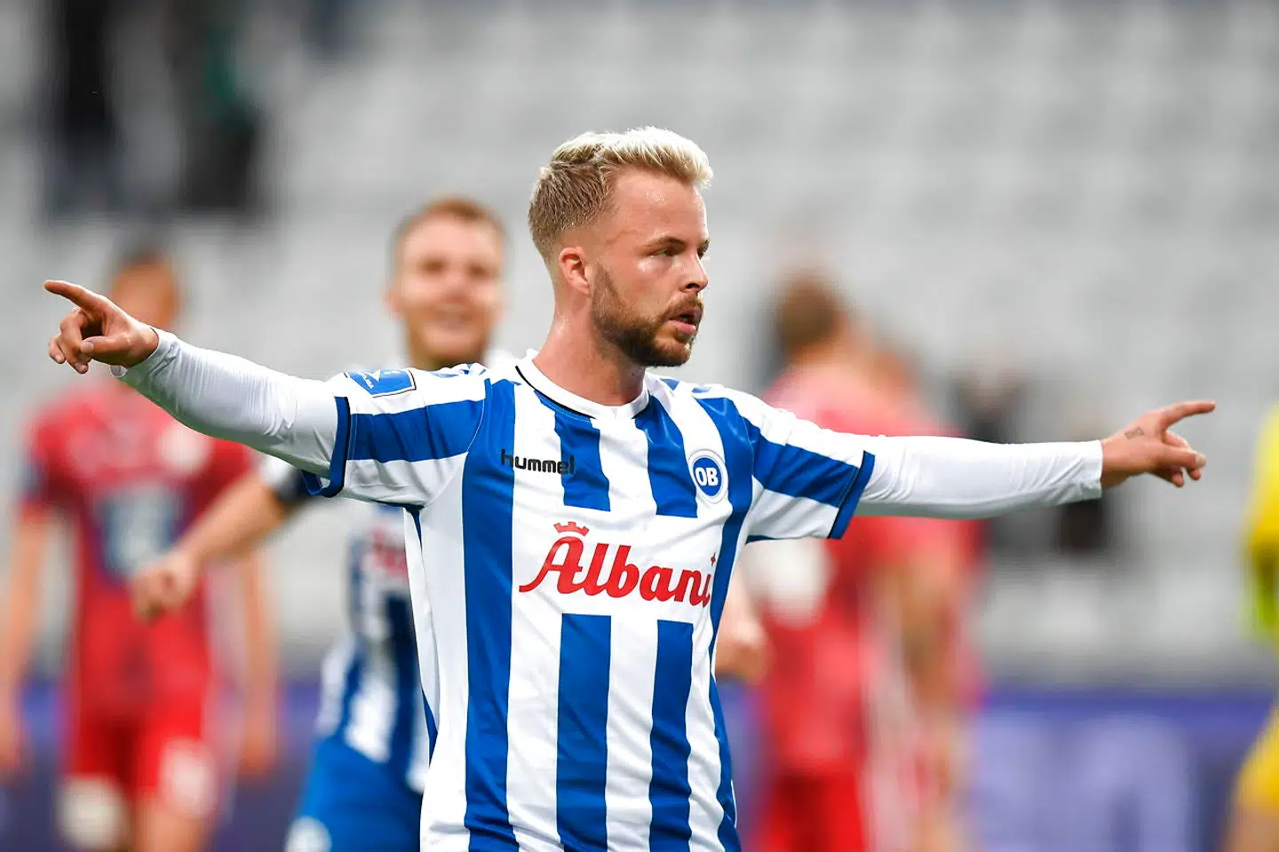 Superliga Fodbold Odense Boldklub - OB mod Lyngby Boldklub. Nature Energy Park Odense Mandag den den 22 juli 2019.