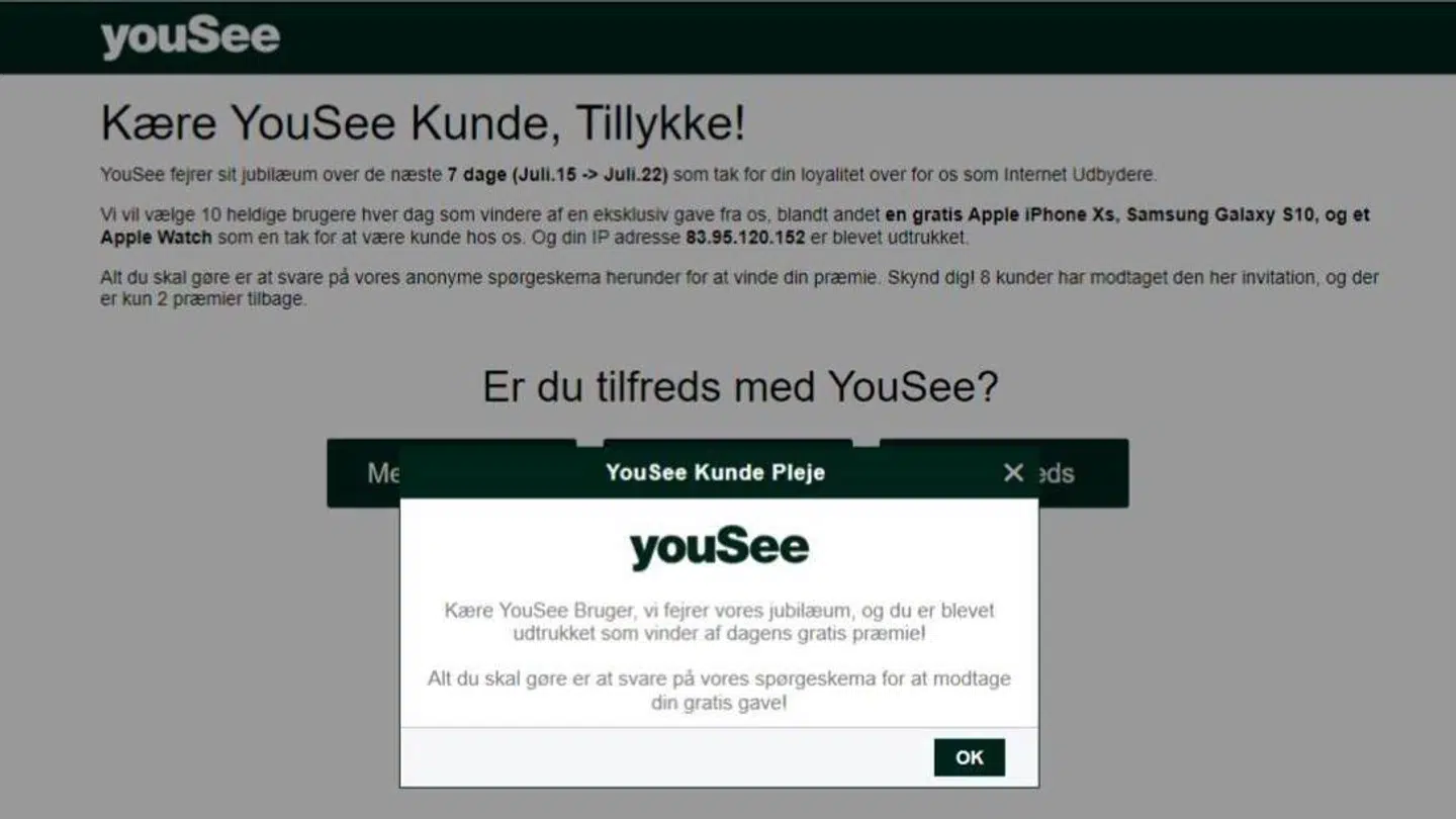 YouSee advarer mod phishing.