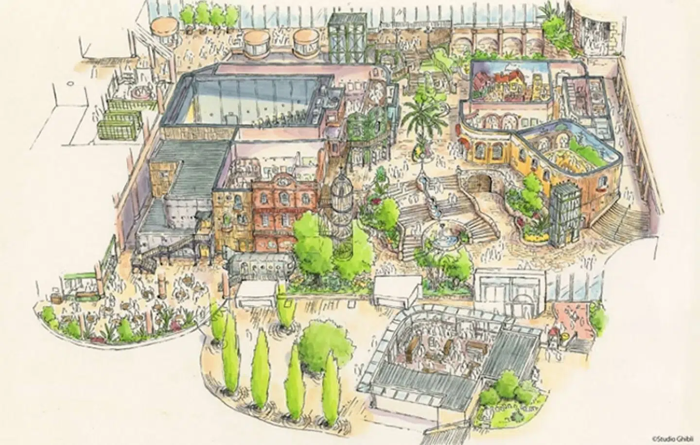 Plantegning over Studio Ghibli-parken.