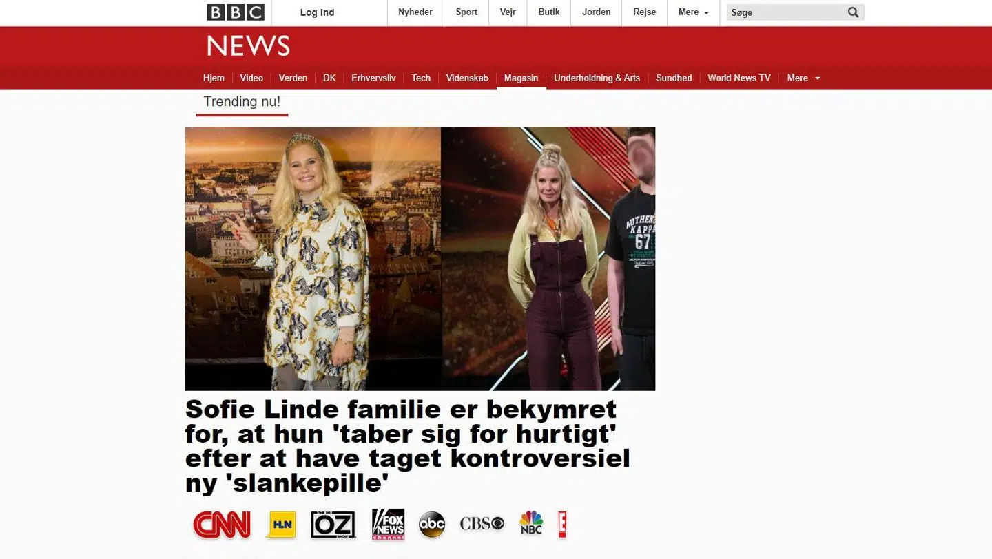 På hjemmesiden Moviecenter.Info ligger ovenstående reklame, der er forklædt som artikel. Foruden Sofie Lindes navn bliver også sangerinden Adeles og den britiske tv-læge Dr. Christians misbrugt i artiklen.