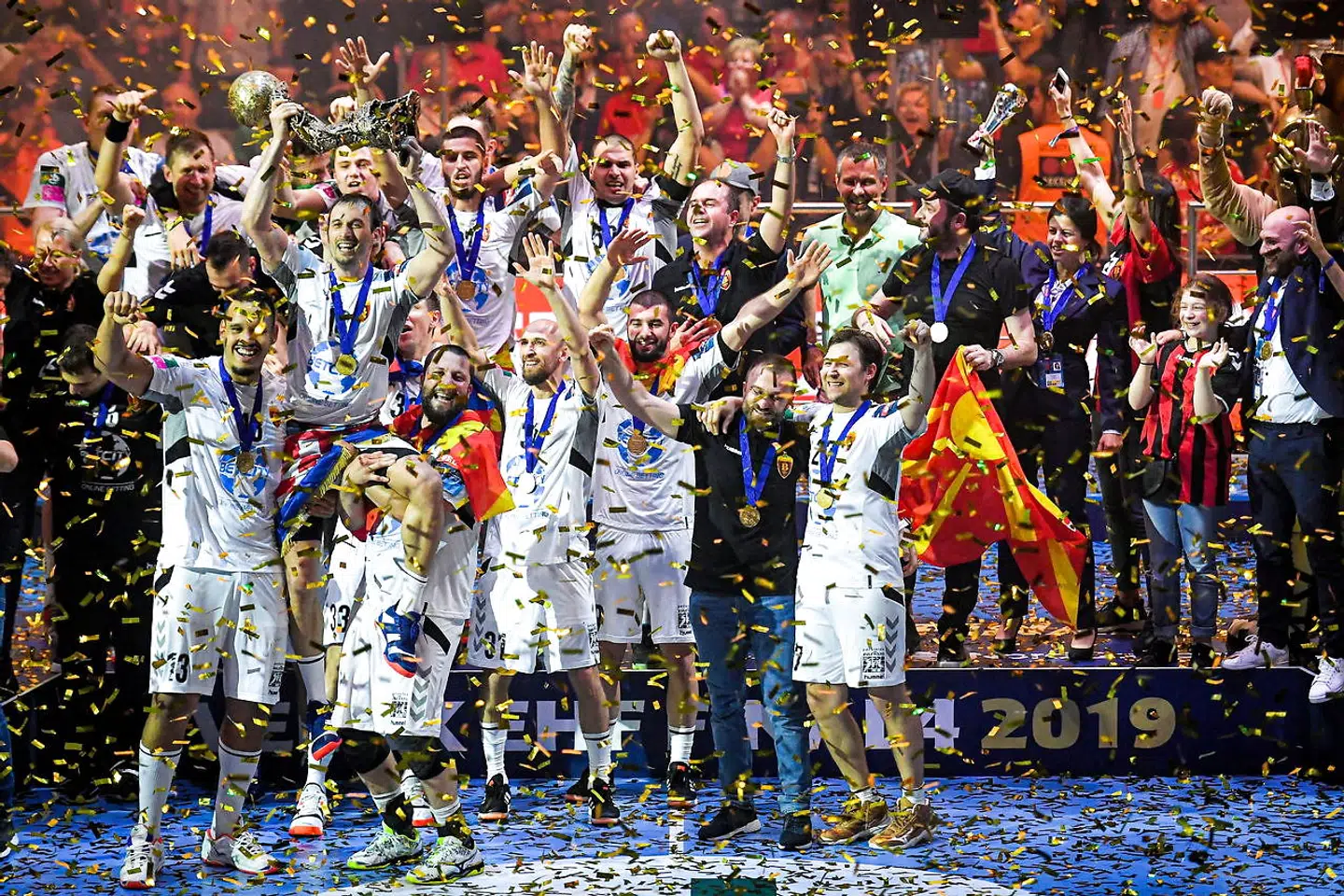 Sådan så det ud, da Vardar i juni vandt Champions League i håndbold.