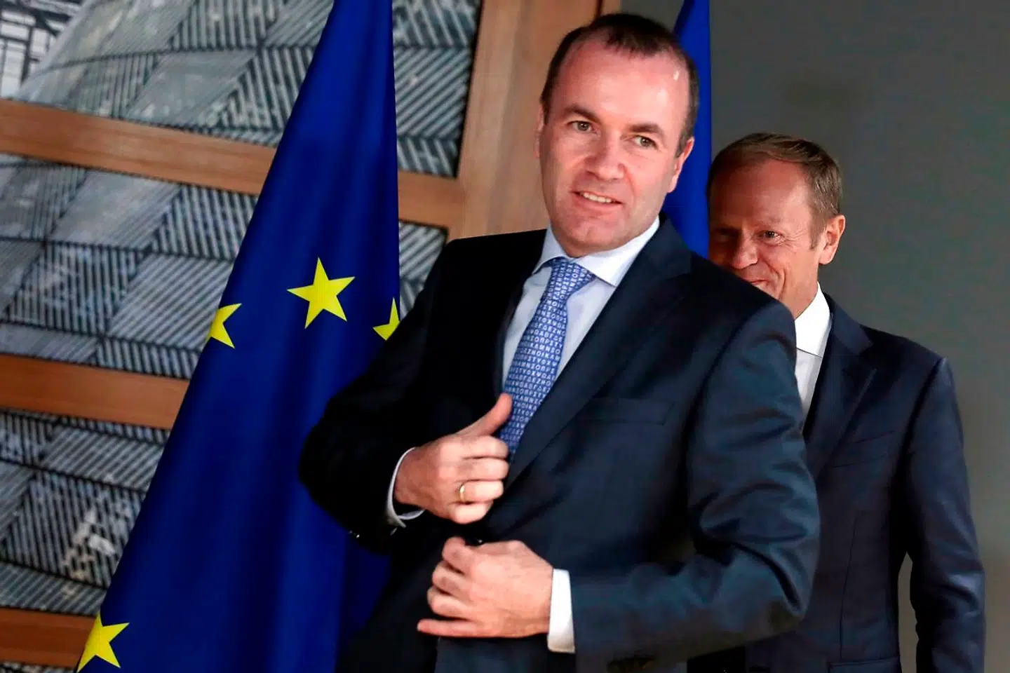 Tyskeren Manfred Weber (forrest) bejler til posten som kommissions formand, men alt tyder på, at han i stedet bliver formand for EU-Parlamentet, spår Marlene Wind. Foto by Virginia Mayo