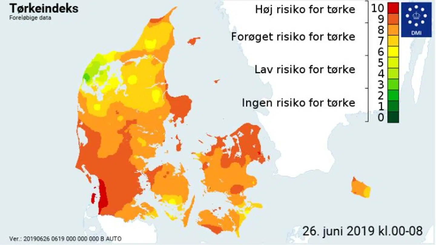 De seneste dage med sol, varme og ingen nedbør har ført til tørke mange steder i landet.
