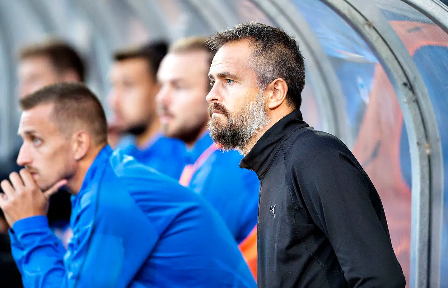 Jens Hammer Sørensen, til højre, er sportsdirektør i superligaklubben Hobro IK.