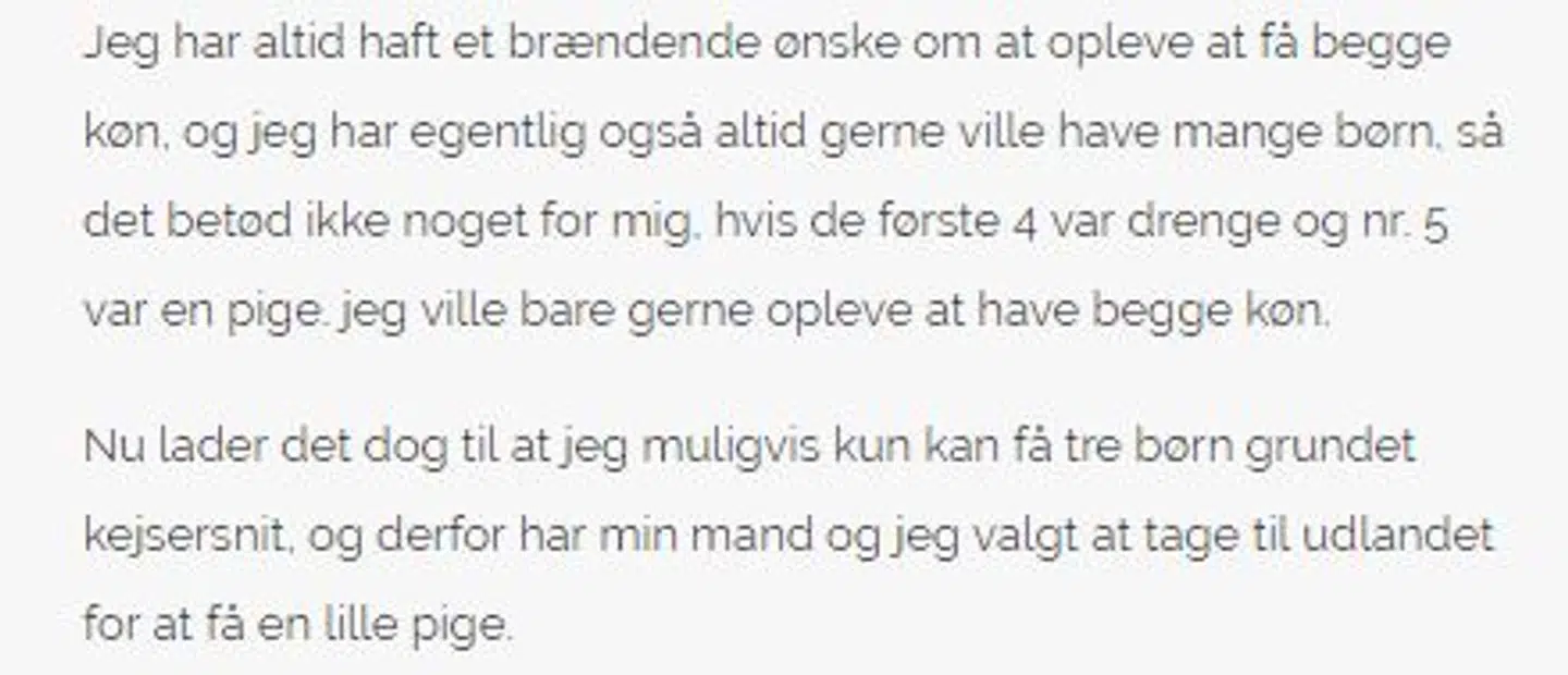Opslag fra bruger på debatforummet for gravide Min-Mave.dk i 2016