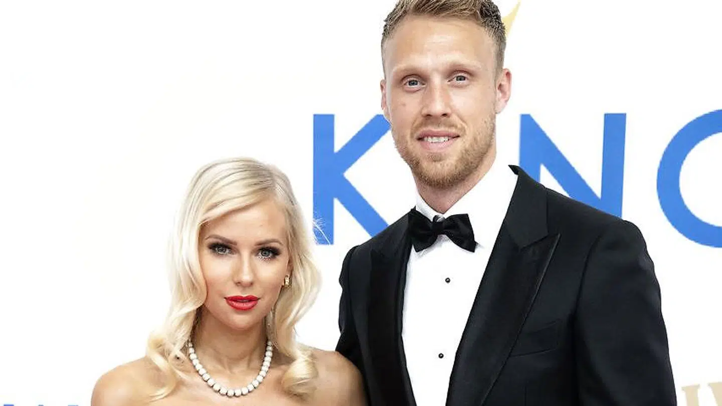 Nicolai Jørgensen og Theresa Kofoed Jørgensen ved Fodboldfondens Velgørenhedsgalla den 2. juni.