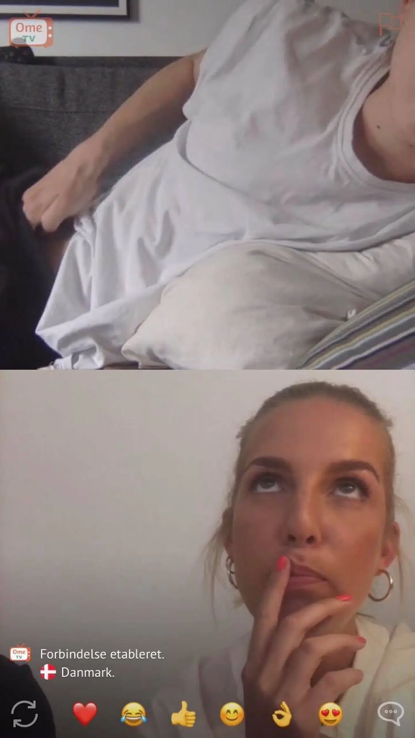 Screenshot fra videochat mellem B.T.'s reporter og onanerende mand på appen Ome TV.