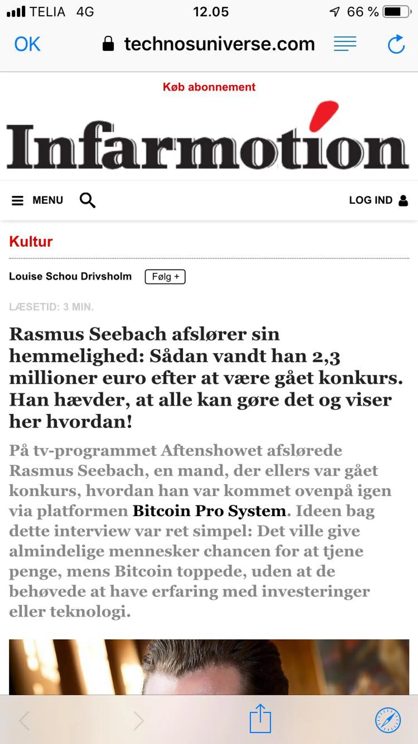 Her ses et billede af den falske reklame-artikel.
