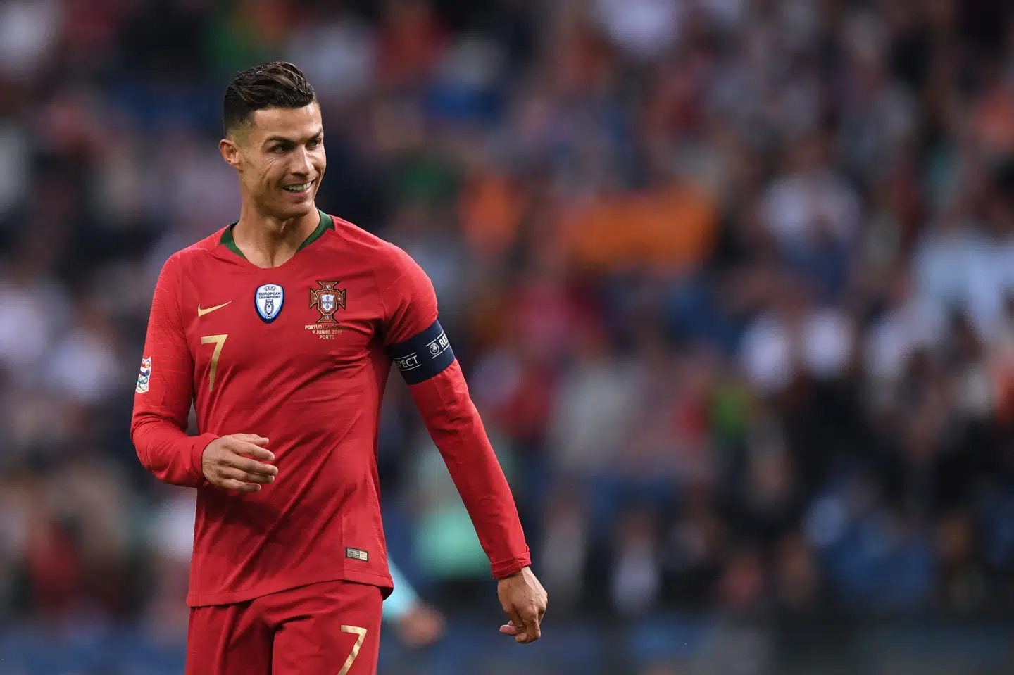 Cristiano Ronaldo og resten af Portugals fodboldlandshold vandt søndag med 1-0 over Holland i Nations League-finalen. Patricia De Melo Moreira/Ritzau Scanpix