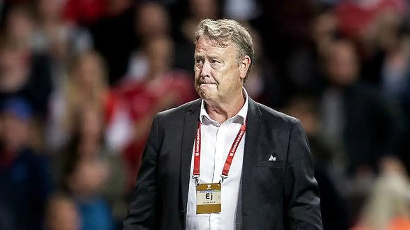 Danmarks Landstræner Åge Hareide og Henrik Dalsgaard efter EM-kvalifikationkampen mellem Danmark - Irland i Telia Parken, fredag den 7 juni 2019.. (Foto: Liselotte Sabroe/Ritzau Scanpix)