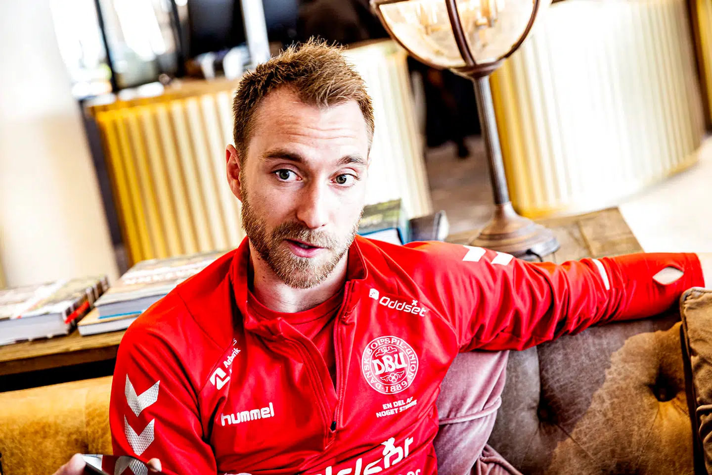 Christian Eriksen til pressemøde med det danske landshold onsdag den 5. juni.