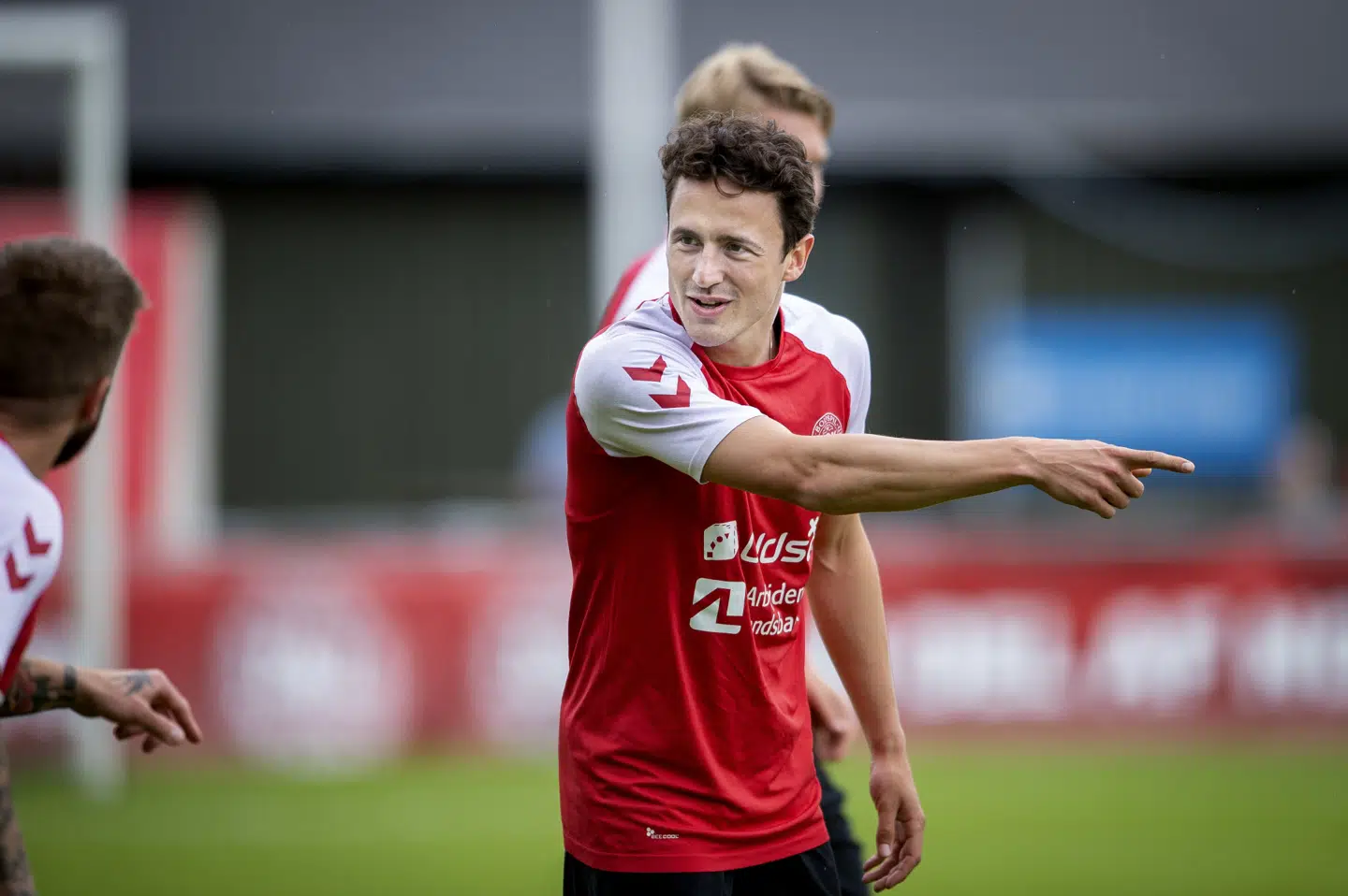 Thomas Delaney ses her under fodboldlandsholdets træning i Helsingør forud for Danmarks kommende kampe i EM-kvalifikationen. Liselotte Sabroe/Ritzau Scanpix