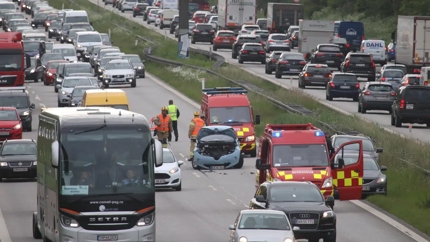 Sammenstød på motorvej. Foto: Mathias Øgendal.