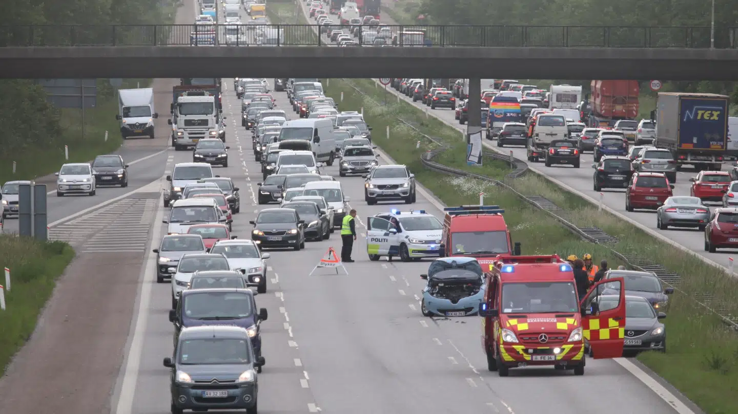 Sammenstød på motorvej. Foto: Mathias Øgendal.