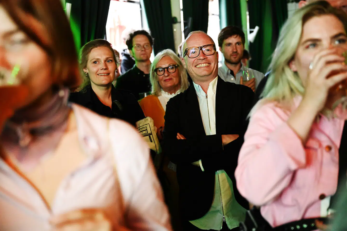 Rasmus Nordqvist under valgfesten hos Alternativet på Vesterbro i København under europaparlamentsvalget søndag. Philip Davali/Ritzau Scanpix