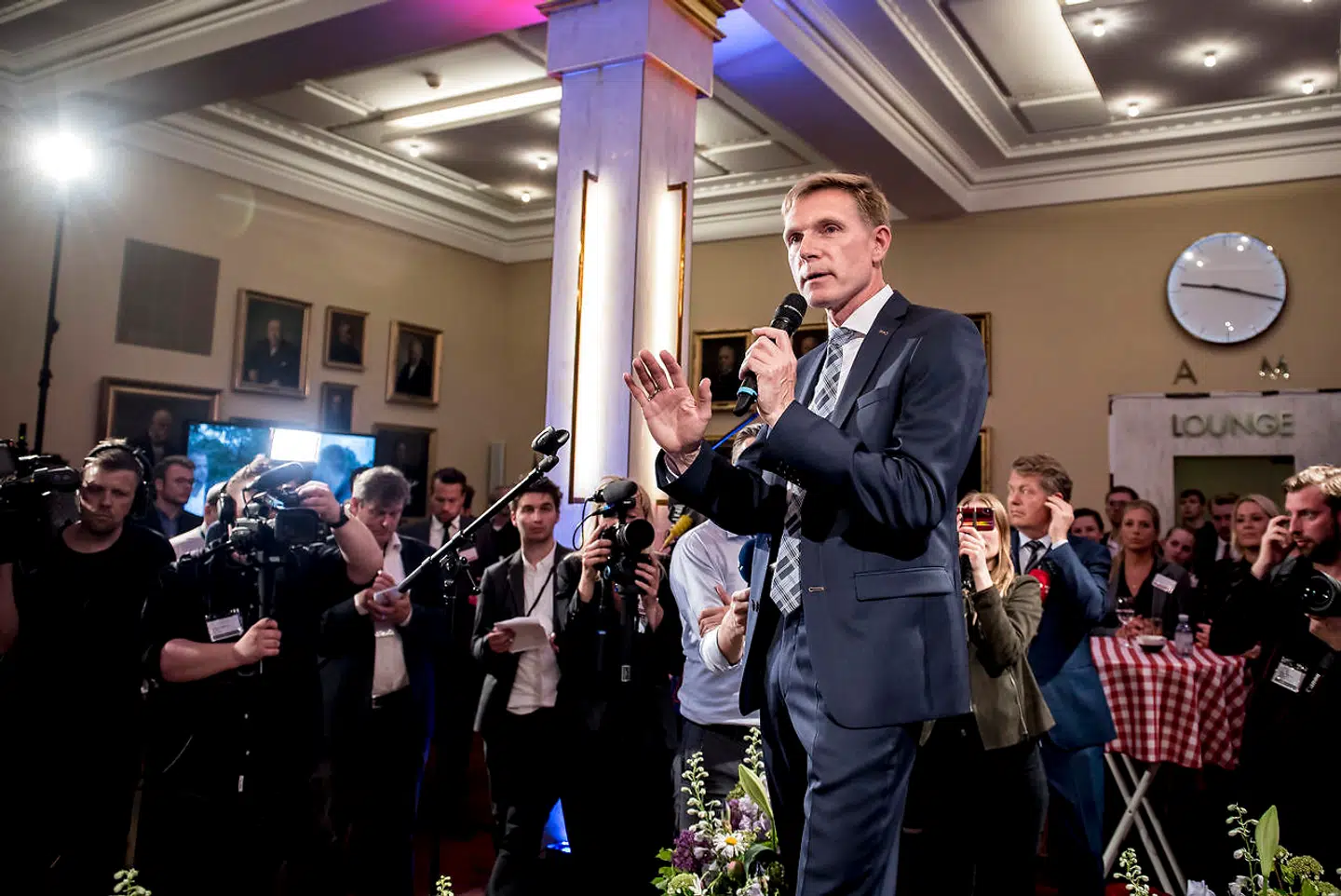 Valgfest hos DF (Dansk Folkeparti) med Kristian Thulesen Dahl på Christiansborg i København under Europa-Parlamentsvalget 2019, søndag den 26. maj 2019.. (Foto: Mads Claus Rasmussen/Ritzau Scanpix)