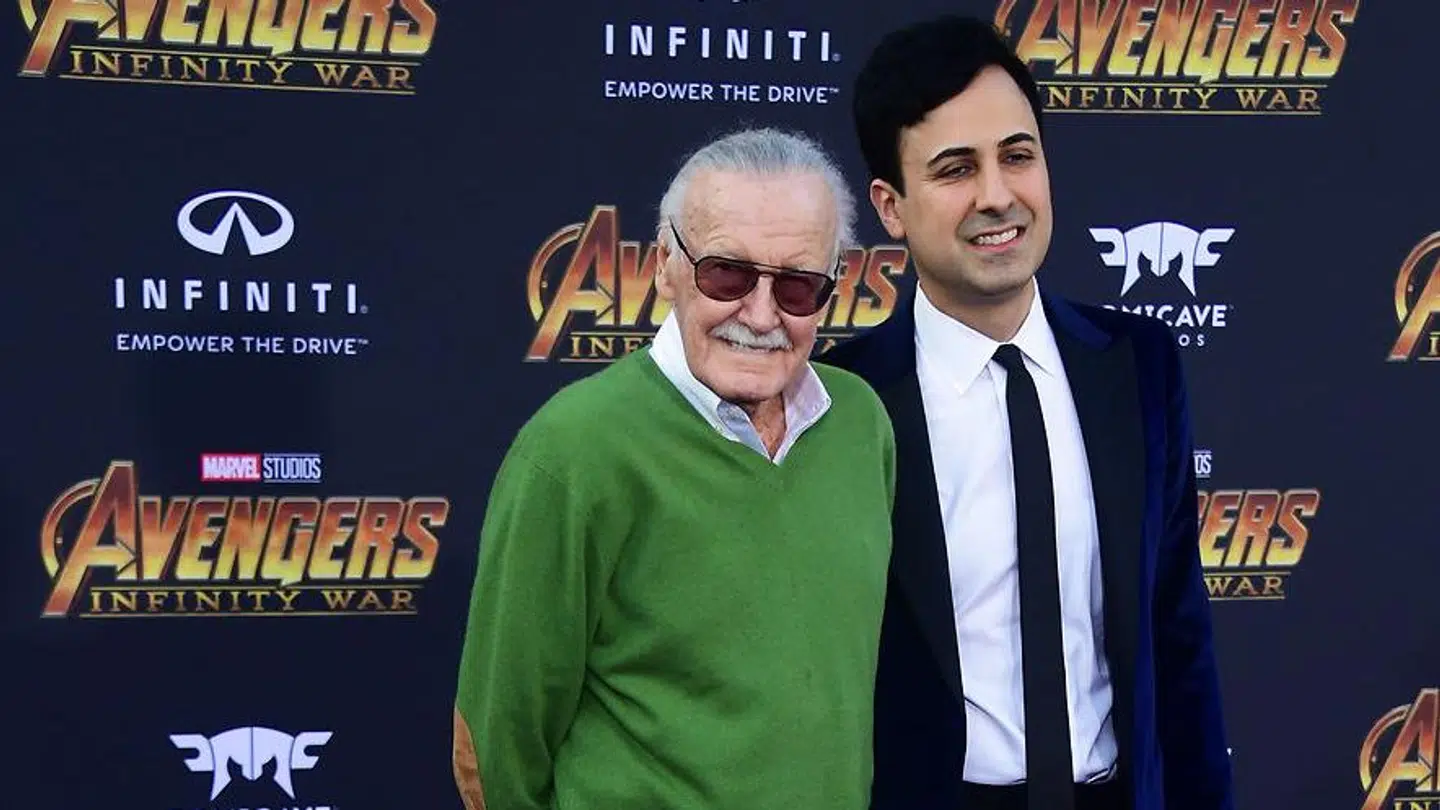 Stan Lee med den tidligere manager til premieren på 'Avengers: Infinty War' april 2018.