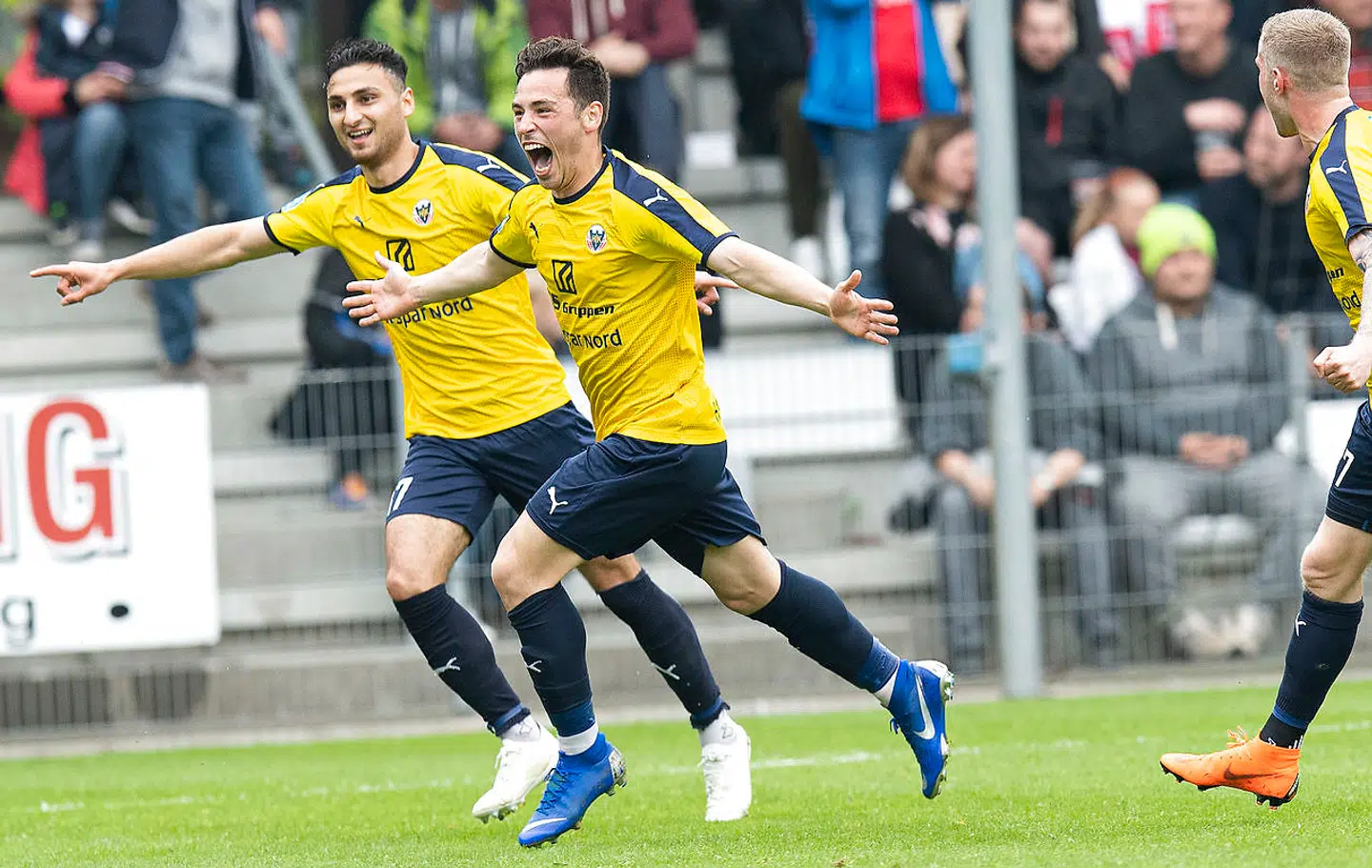 Vito Hammershøy-Mistrati (Hobro - 7) jubler efter sin scoring til 0 - 1. Superliga Fodbold Vejle Boldklub mod Hobro. Vejle Stadion. Søndag den den 19 maj 2019. Afgørende kamp om nedrykning fra Superligaen.. (Foto: Claus Fisker/Ritzau Scanpix)