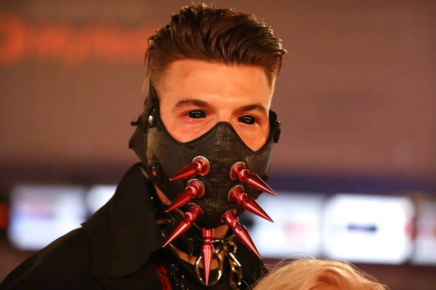 epa07565865 Members of Icelandic band Hatari pose at the orange carpet during the opening ceremony of the Eurovision Song Contest in Habima square in Tel Aviv, Israel, 12 May 2019. The 64th annual Eurovision Song Contest (ESC) will held in Tel Aviv from 14 to 18 May. EPA/ABIR SULTAN