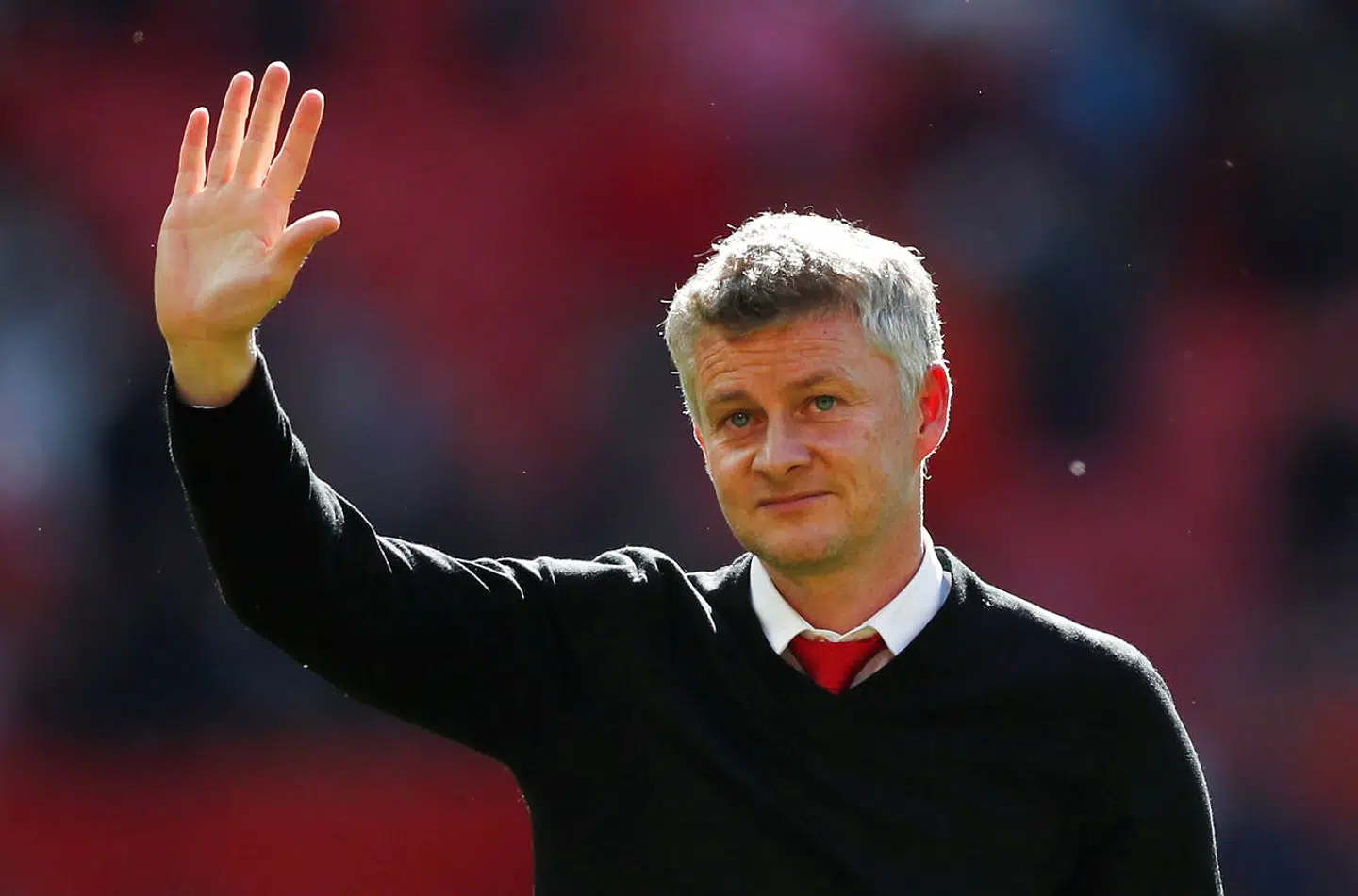 Soccer Football - Premier League - Manchester United v Cardiff City - Old Trafford, Manchester, Britain - May 12, 2019 Manchester United manager Ole Gunnar Solskjaer gestures to fans after the match Action Images via Reuters/Lee Smith EDITORIAL USE ONLY.No use with unauthorized audio, video, data, fixture lists, club/league logos or "live" services. Online in-match use limited to 75 images, no video emulation.No use in betting, games or single club/league/player publications. Please contact your account representative for further details.