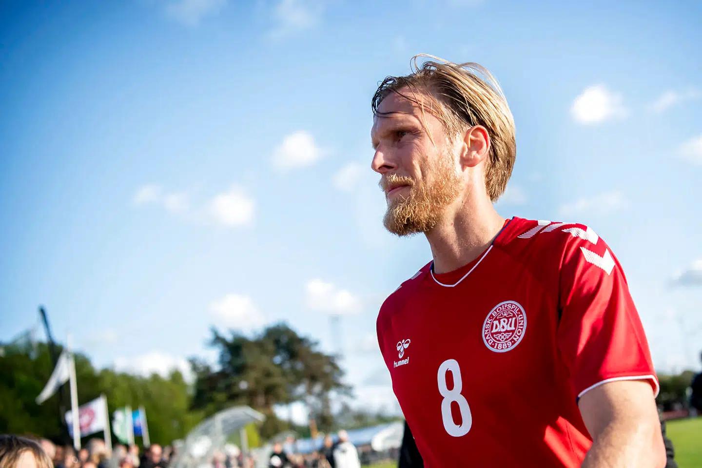 En fokuseret Christian Poulsen til venskabskampen.