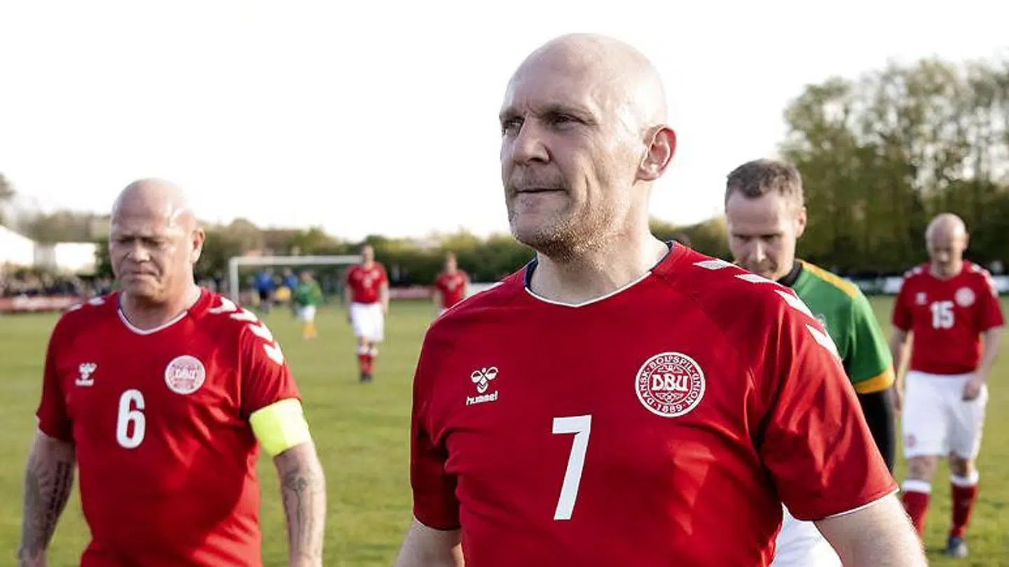 Thomas Gravesen i aktion for oldboyslandsholdet.