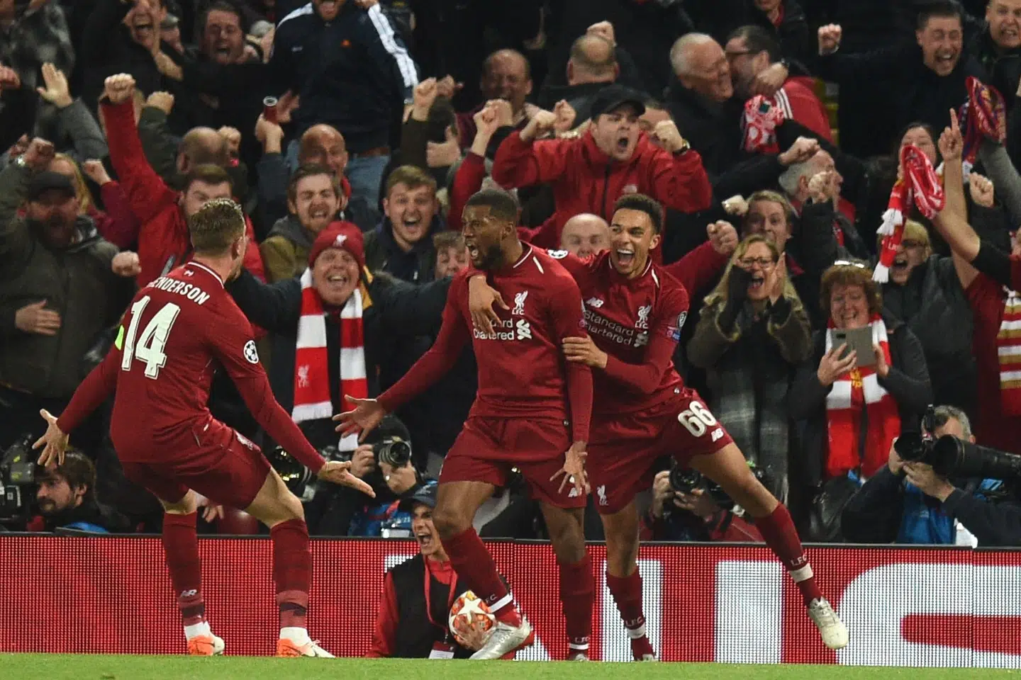 Liverpool vandt overraskende med hele 4-0 over FC Barcelona. Oli Scarff/Ritzau Scanpix