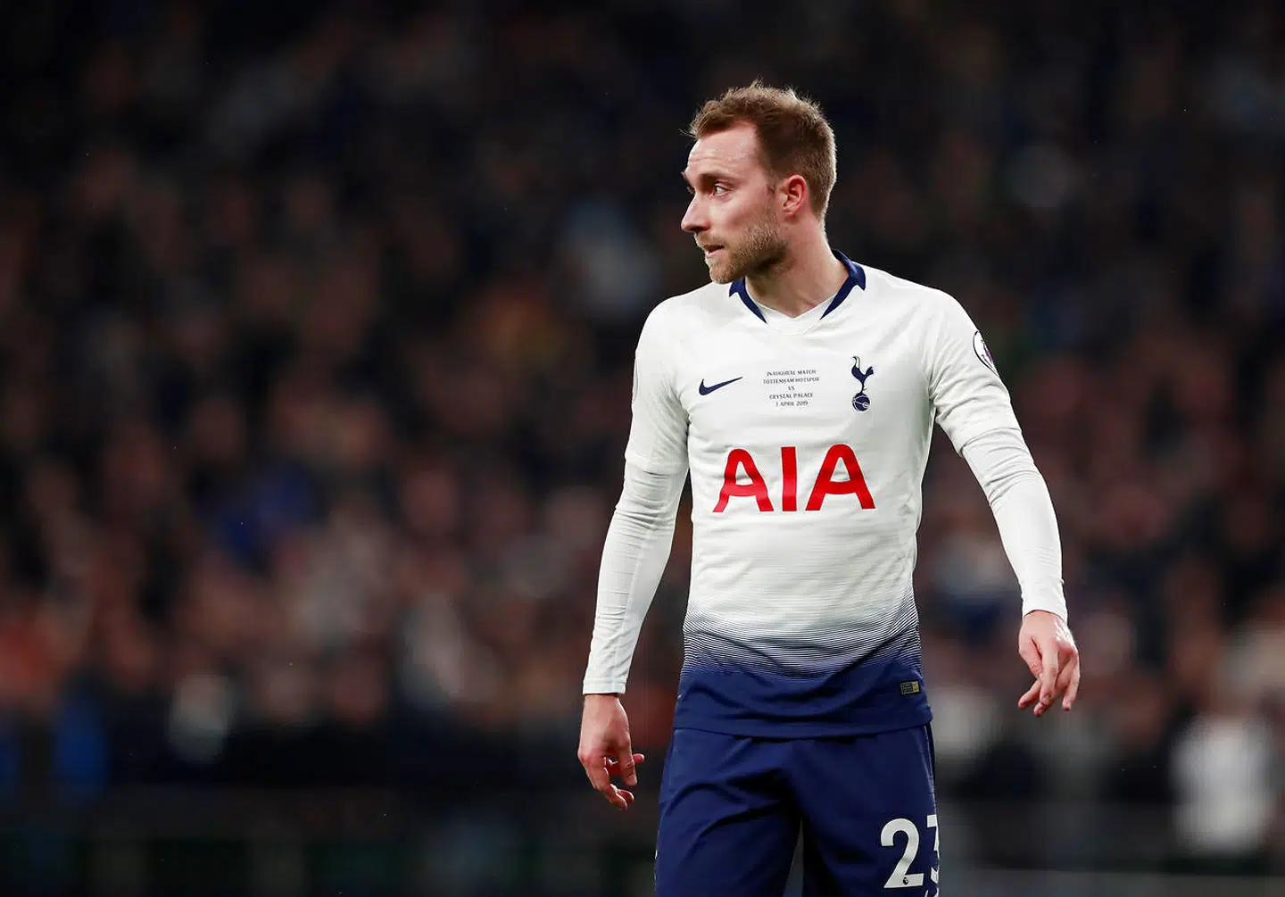 Christian Eriksen i aktion for Tottenham. Danskeren er af flere omgange blevet rygtet til storklubben Real Madrid, men danskerens fremtid kendes endnu ikke.