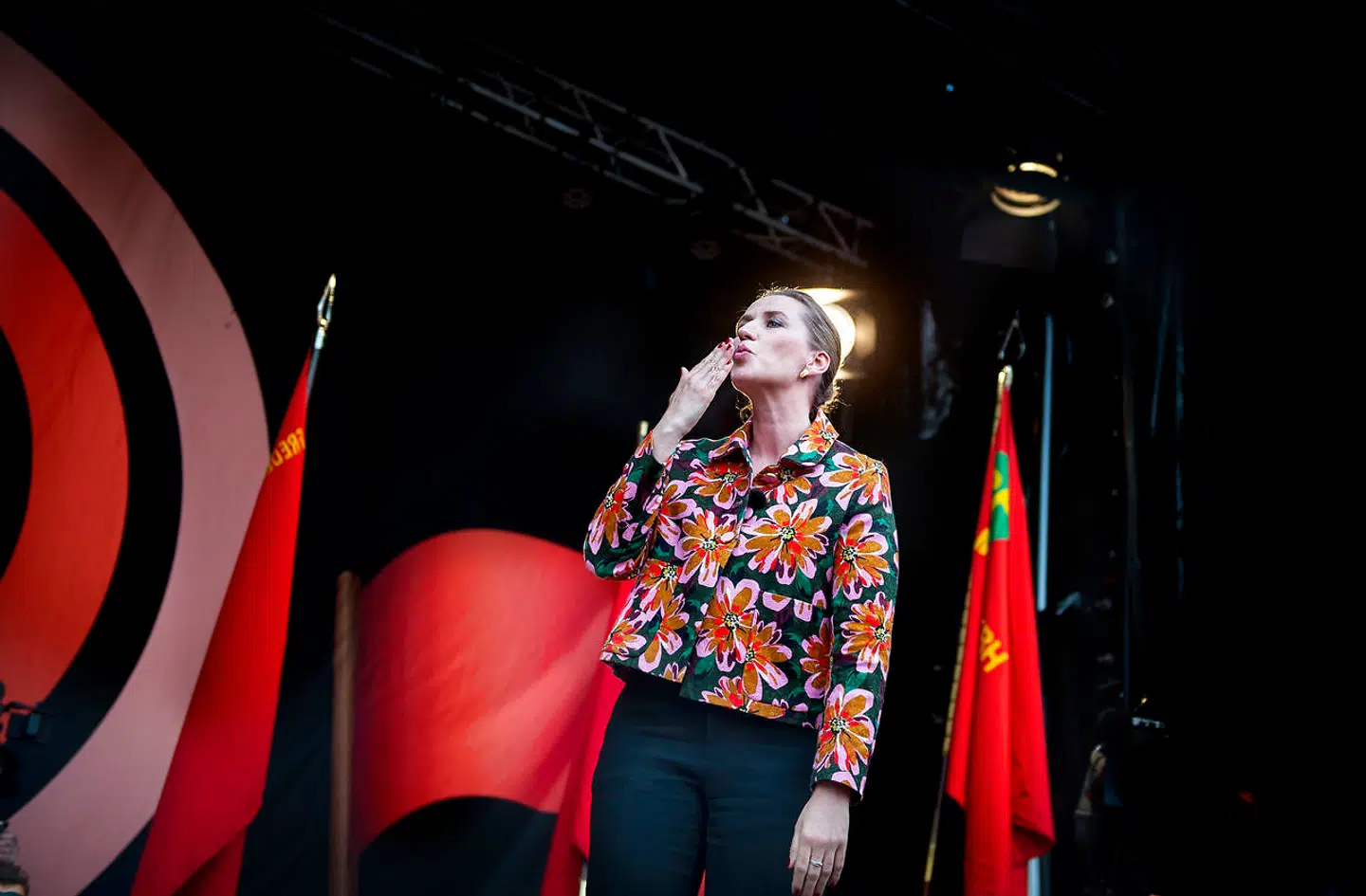Tale og tumult under Mette Frederiksen (S) på arbejdernes internationale kampdag markeres i Fælledparken i København, onsdag den 1. maj 2019. (Foto: Liselotte Sabroe/Scanpix 2019)