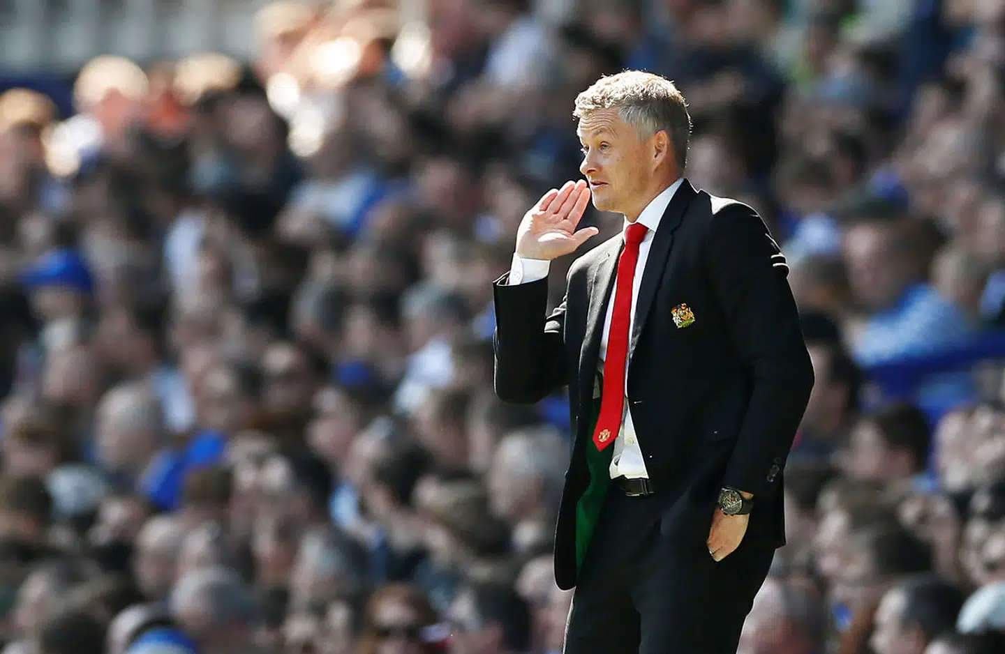 Soccer Football - Premier League - Everton v Manchester United - Goodison Park, Liverpool, Britain - April 21, 2019 Manchester United manager Ole Gunnar Solskjaer Action Images via Reuters/Jason Cairnduff EDITORIAL USE ONLY.No use with unauthorized audio, video, data, fixture lists, club/league logos or "live" services. Online in-match use limited to 75 images, no video emulation.No use in betting, games or single club/league/player publications. Please contact your account representative for further details.