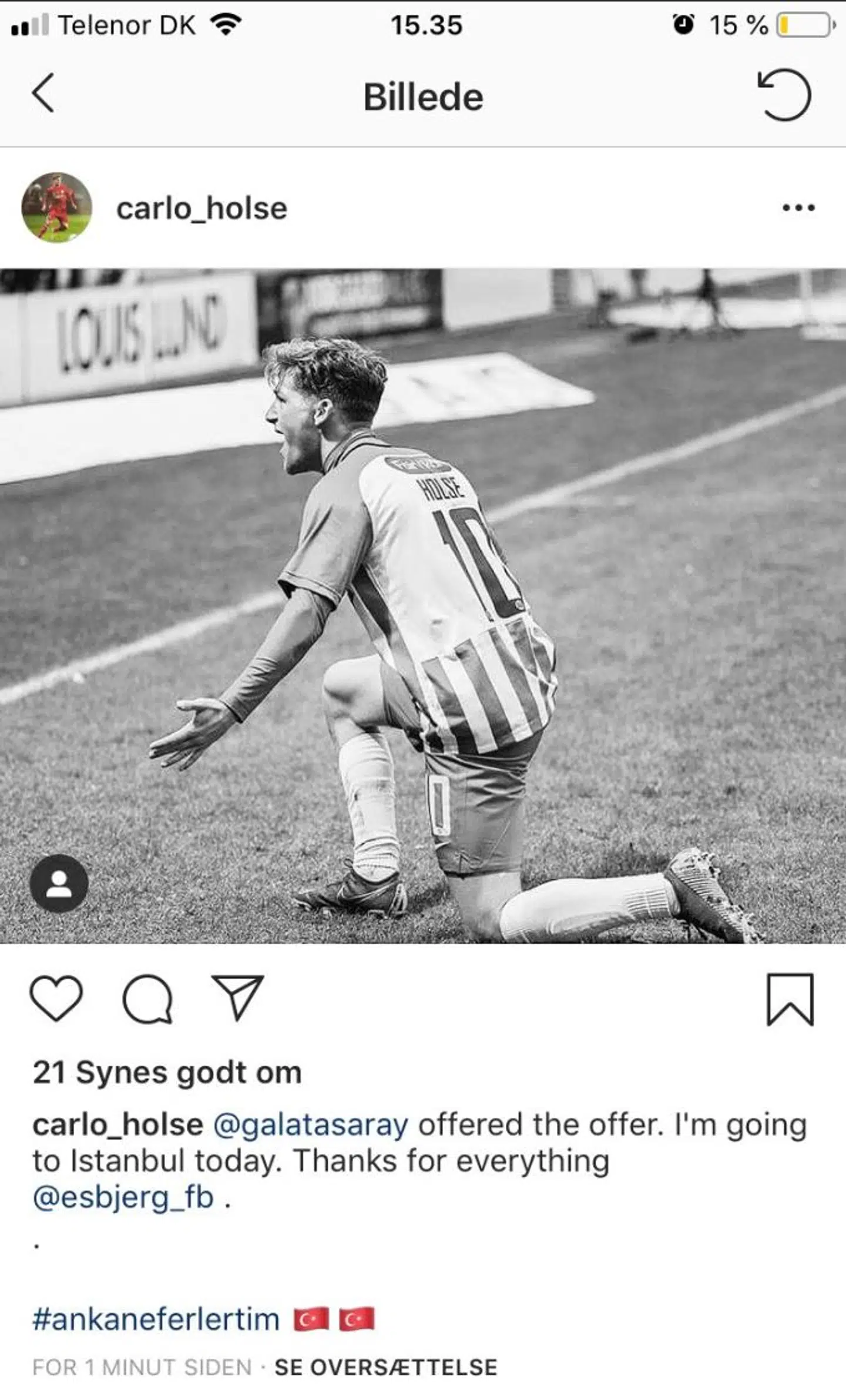 Et af billederne fra Carlo Holses Instagram, der nu er slettet.