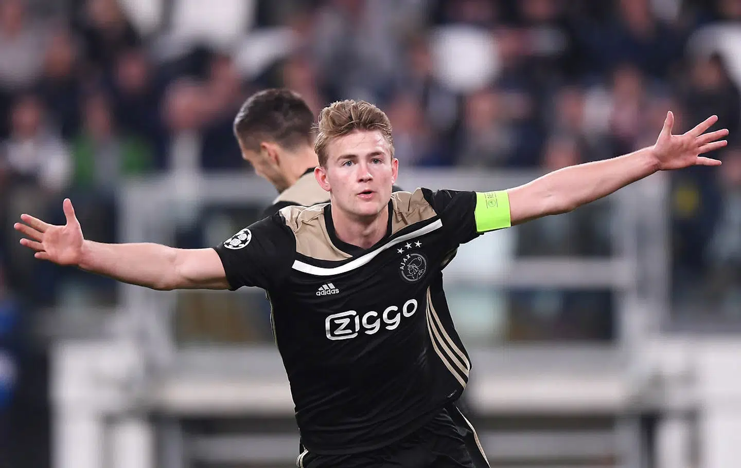 Soccer Football - Champions League Quarter Final Second Leg - Juventus v Ajax Amsterdam - Allianz Stadium, Turin, Italy - April 16, 2019 Ajax's Matthijs de Ligt celebrates scoring their second goal REUTERS/Alberto Lingria
