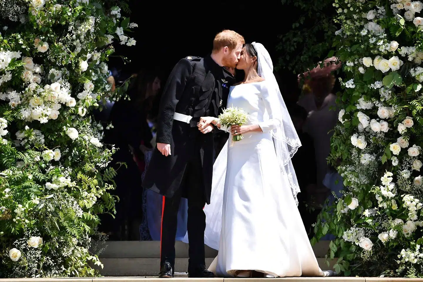 Prins Harry og hertuginde Meghan på deres bryllupsdag.