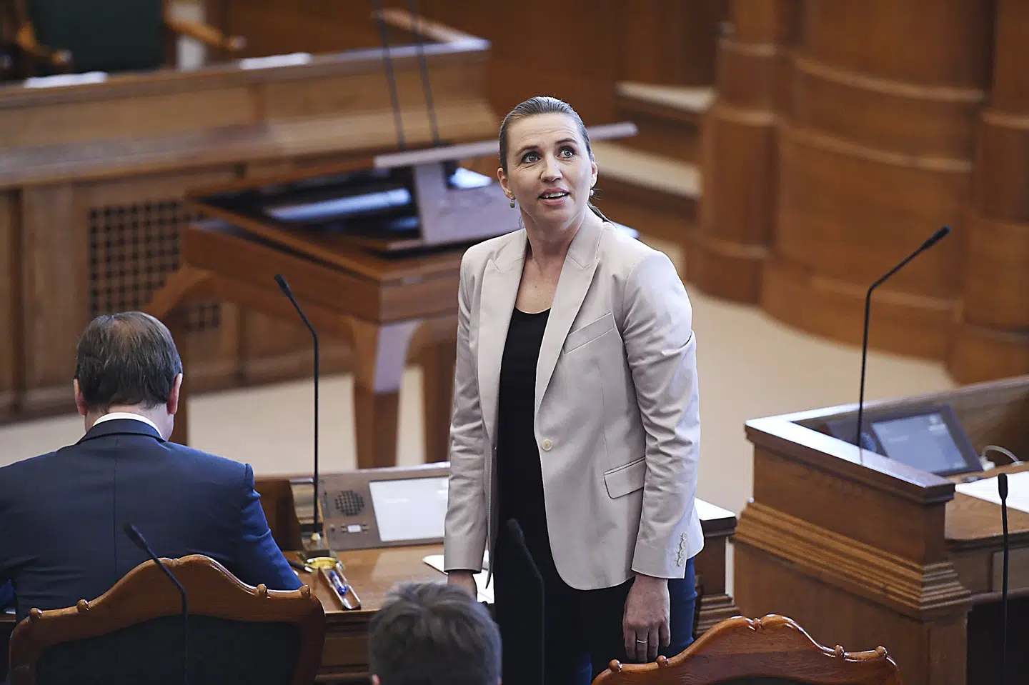 Socialdemokratiets formand, Mette Frederiksen, afviser, at udlændingepolitikken bliver strammet, hvis hendes parti får regeringsmagten efter næste valg til Folketinget. Tariq Mikkel Khan/Ritzau Scanpix