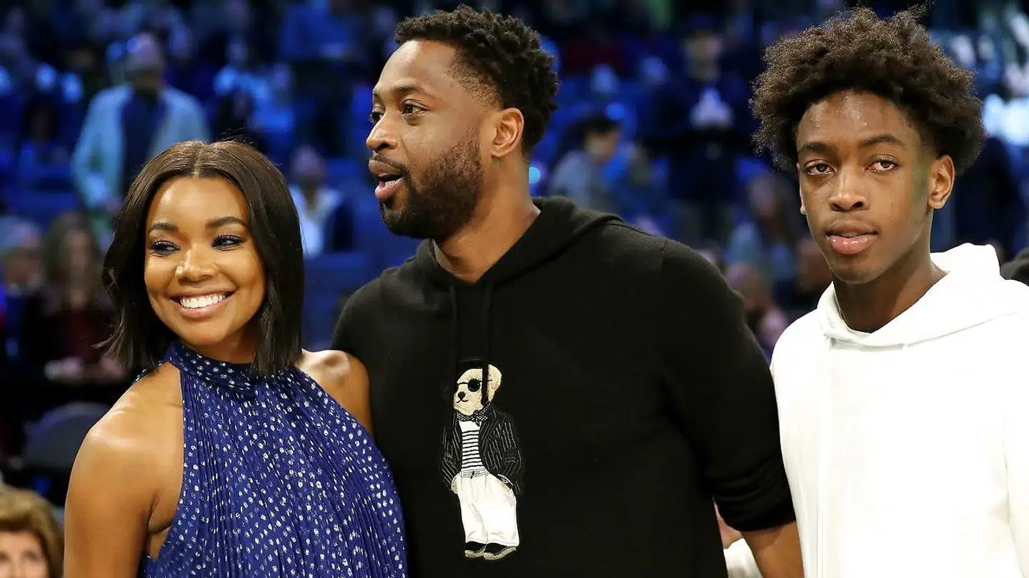 Dwayne Wade samme med hustruen Gabrielle Union-Wade og sønnen Zaire.