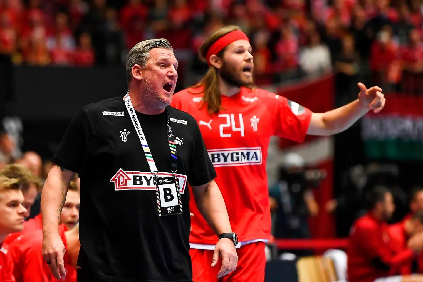 Nikolaj Jacobsen sammen med Mikkel Hansen under VM i januar.