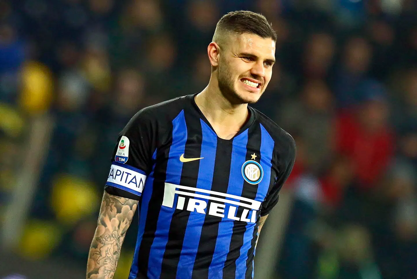 Sådan så det ud, da Mauro Icardi senest havde Inter-trøjen på i en kamp, det var 9. februar.