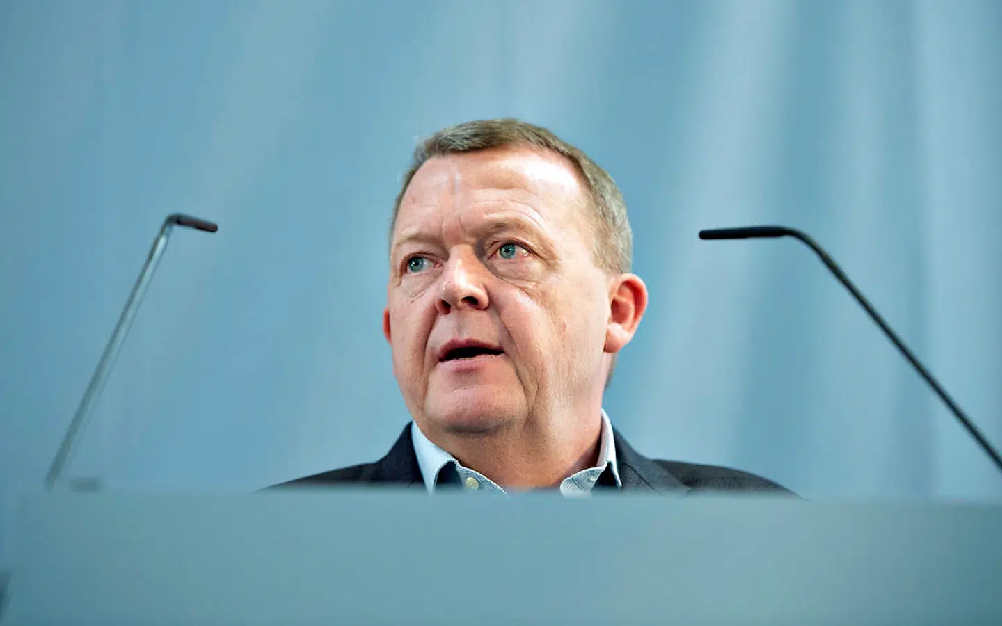 Statsminister Lars Løkke Rasmussen ses her på talerstolen ved Landdistrikternes Fællesråds årsmøde hos Sun-Air i Billund, fredag 29. marts 2019.