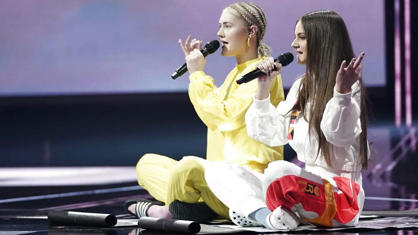 Maria og Bea. X Factor liveshow fredag den 15. marts 2018. (Foto: Martin Sylvest/Scanpix 2019)