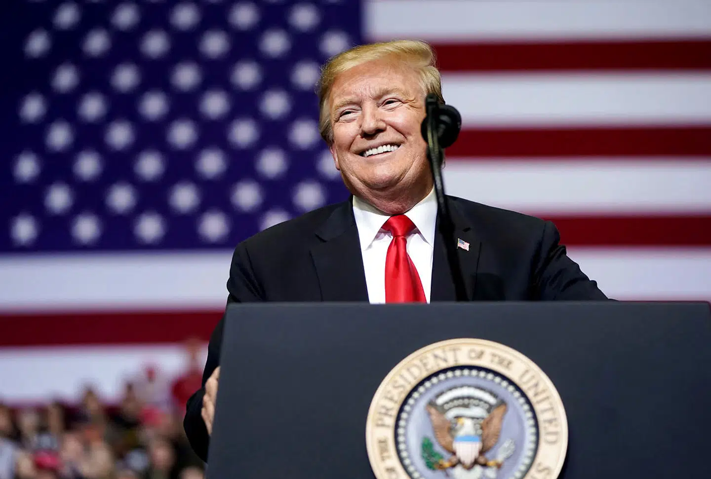 Præsident Donald Trump var i topform foran sit publikum i Grand Rapids, Michigan.
