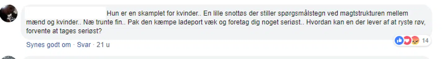 Twerk Queen fortæller at efter at have medvirket i Debatten på DR2 gik det helt vildt for sig på sociale medier.