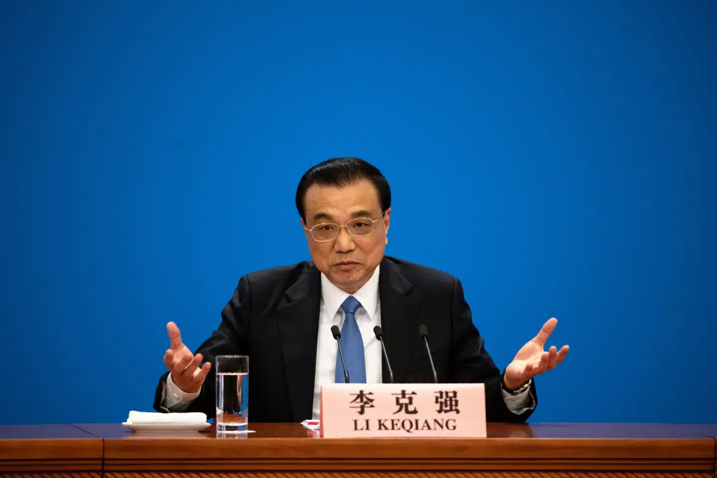 Den kinesiske premierminister, Li Keqiang, lover, at Kina vil beskytte den intellektuelle ejendomsret, også kaldet immaterialret. Fred Dufour/Ritzau Scanpix